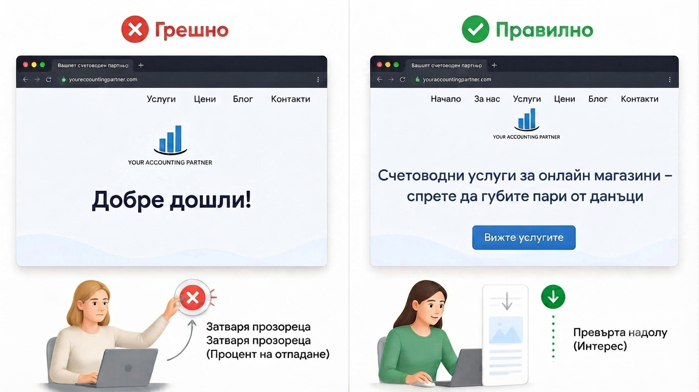 Read more about the article  Защо началната страница на вашия сайт НЕ трябва да започва с „Добре дошли!“